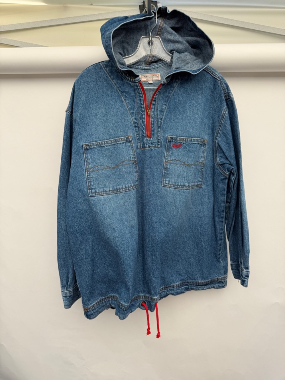 Vintage 90s GUESS  ‘ JEANS Georges Marciano denim pullover hoodie